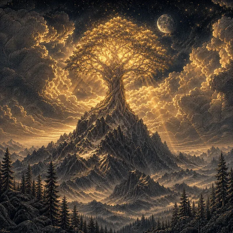 Dreamlike Celestial Mountain Landscapes