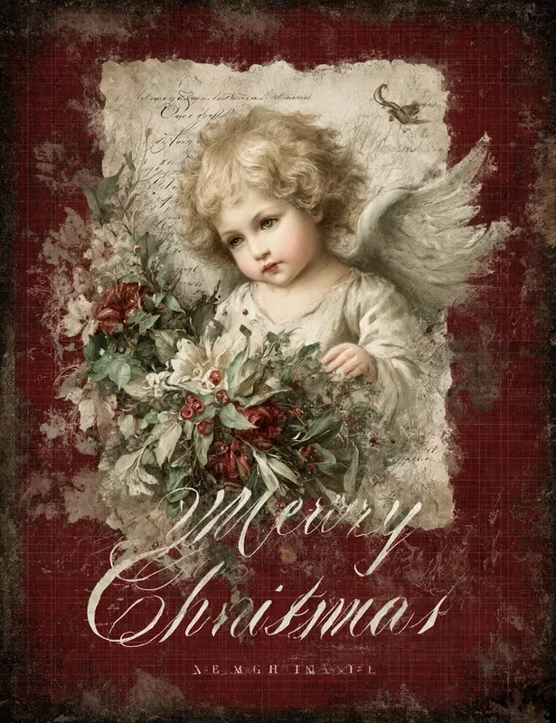 Vintage Red Plaid Christmas Illustrations