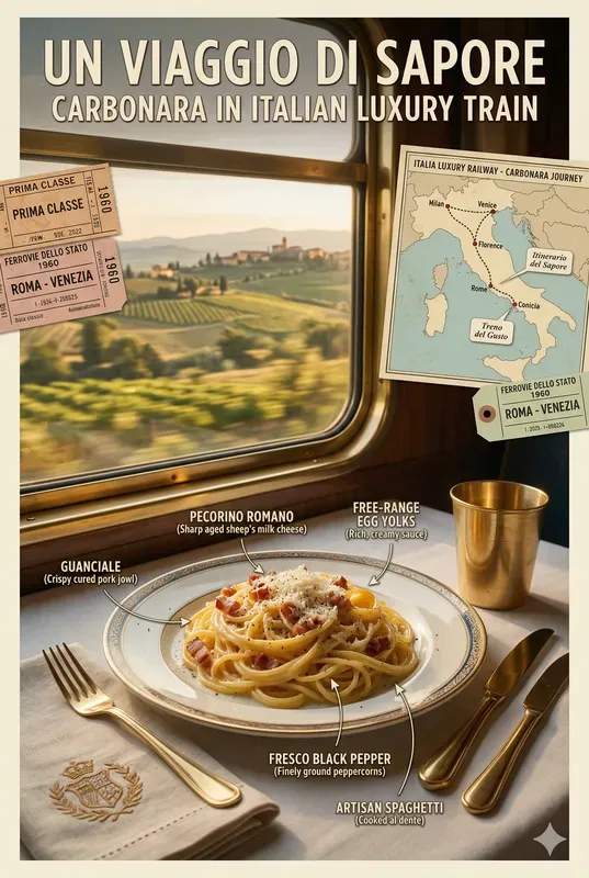 Vintage Train Travel Food Infographics