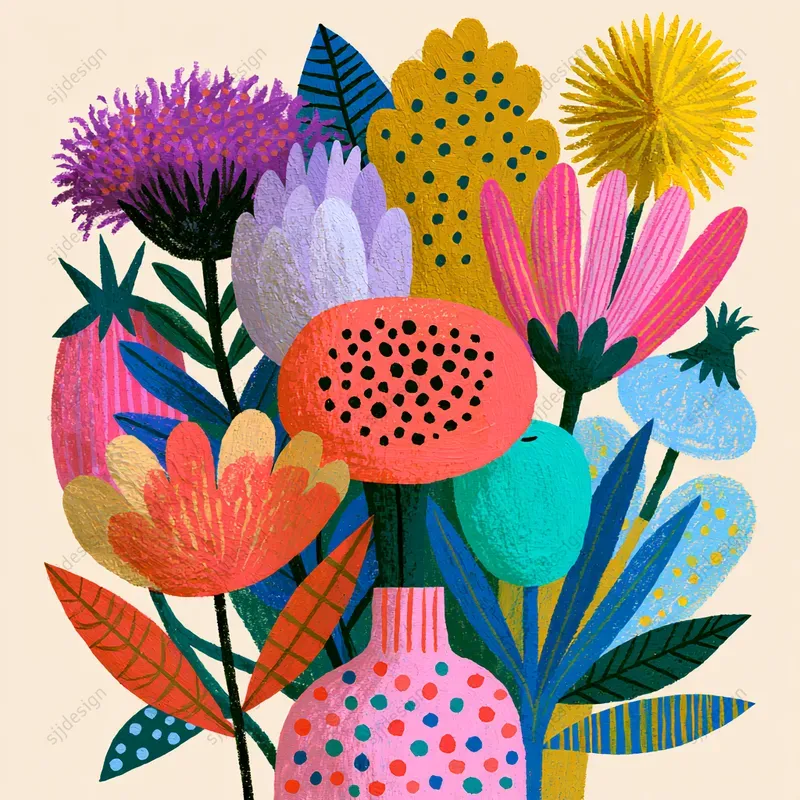 Colorblock Joyful Folk Art
