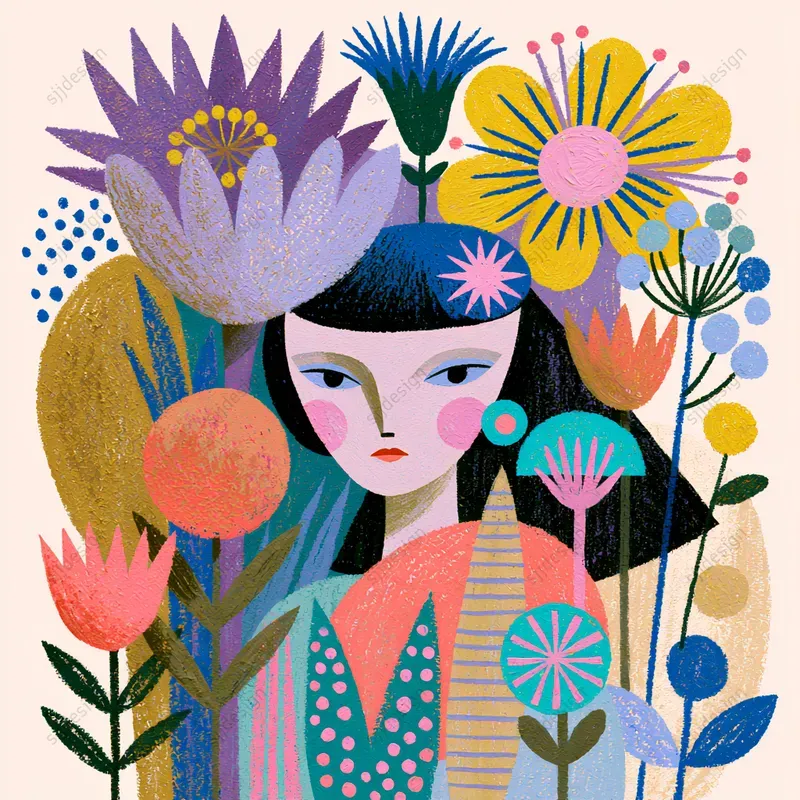 Colorblock Joyful Folk Art