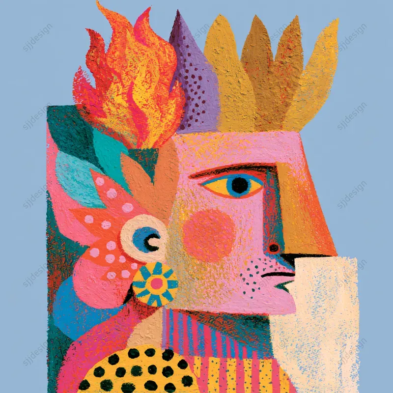 Colorblock Joyful Folk Art