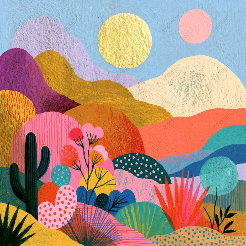 Colorblock Joyful Folk Art