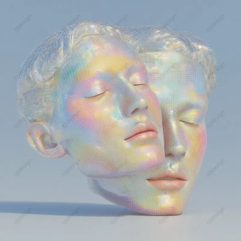 Iridescent Dreamcore Portrait Art