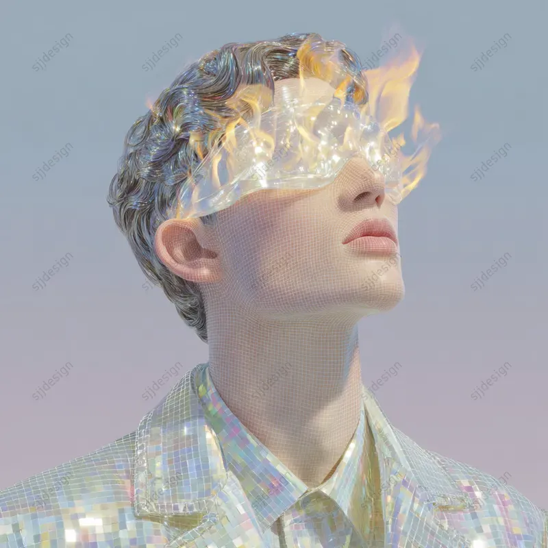 Iridescent Dreamcore Portrait Art