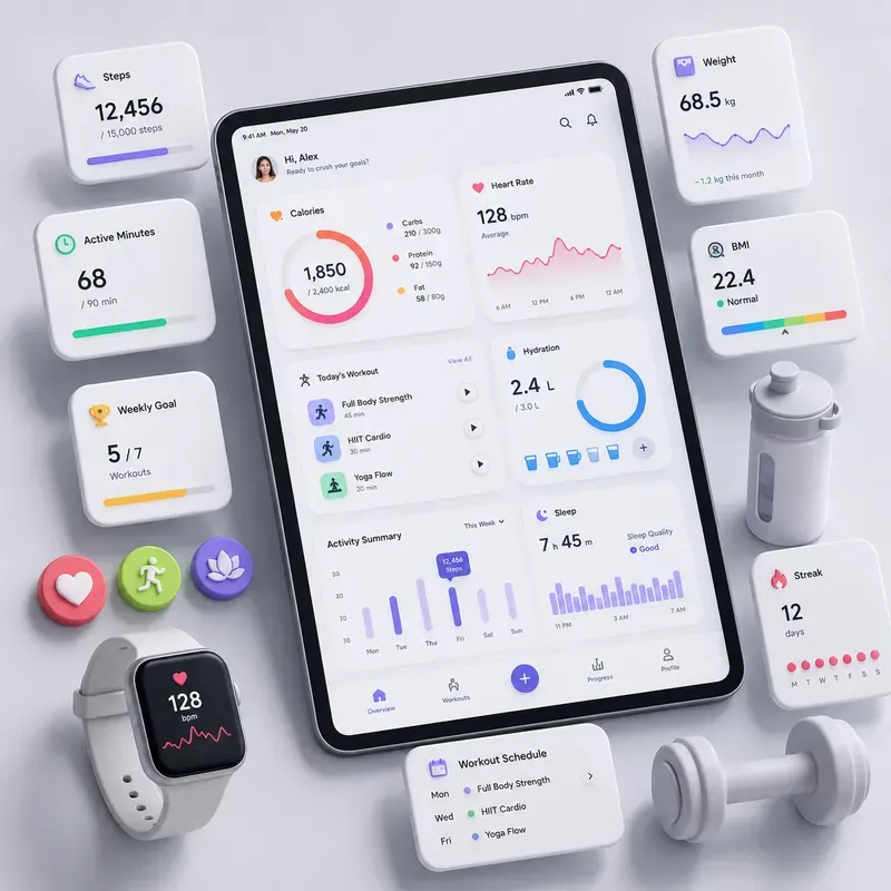 3D Claymorphic App UI Mockups