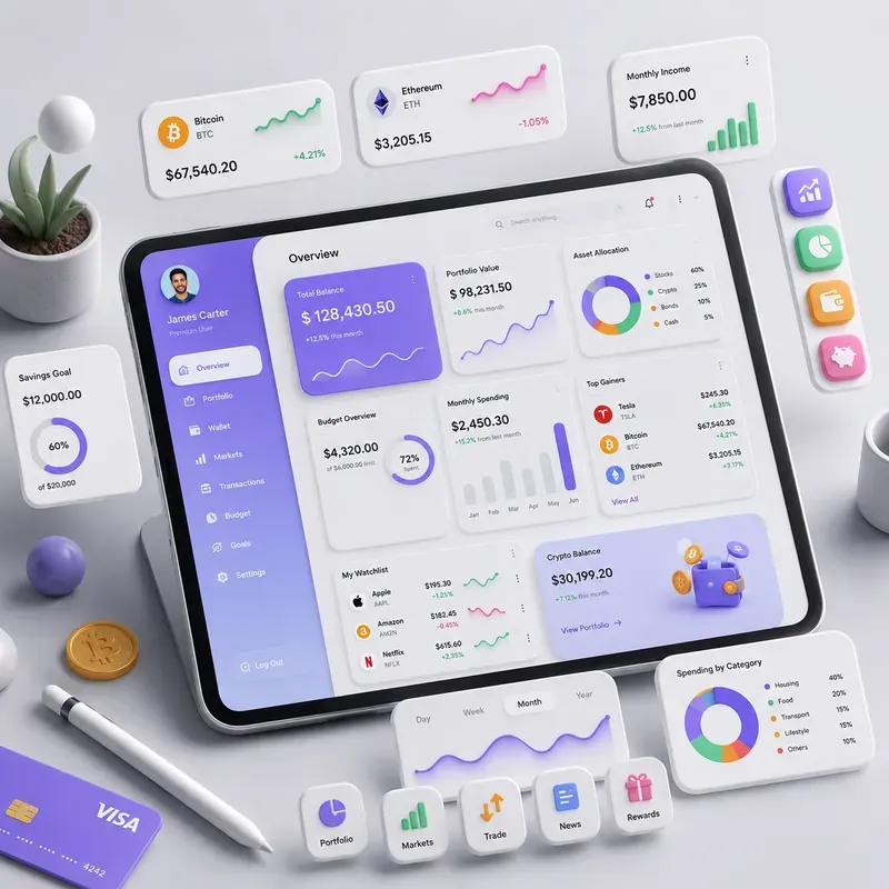 3D Claymorphic App UI Mockups