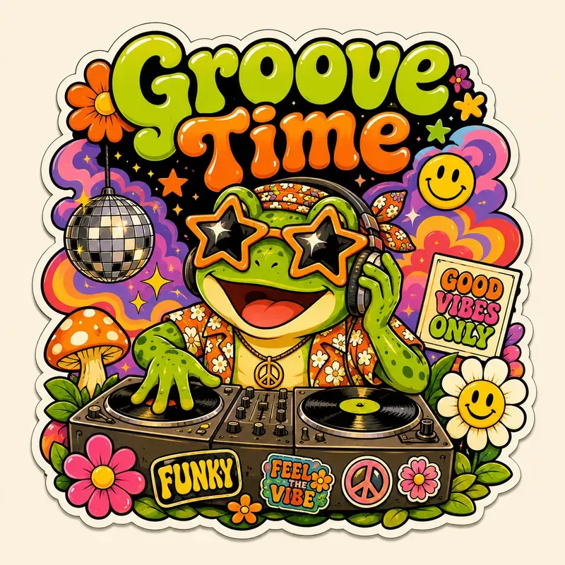 Retro Groovy Sticker Art Packs