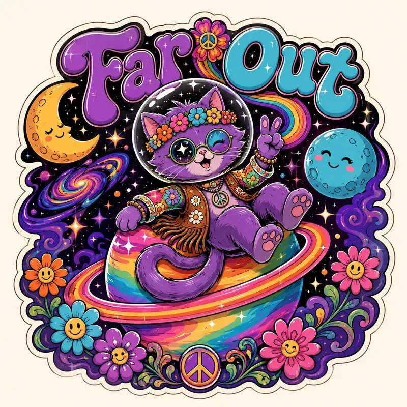 Retro Groovy Sticker Art Packs