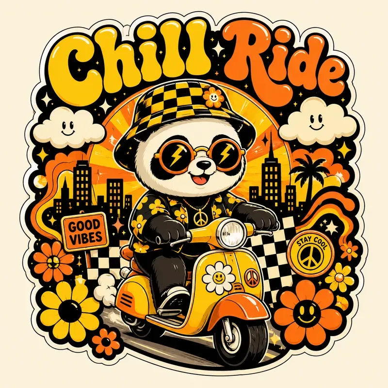 Retro Groovy Sticker Art Packs