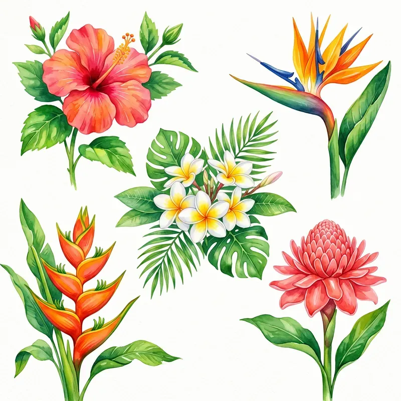 Tropical Watercolor Botanical Clipart