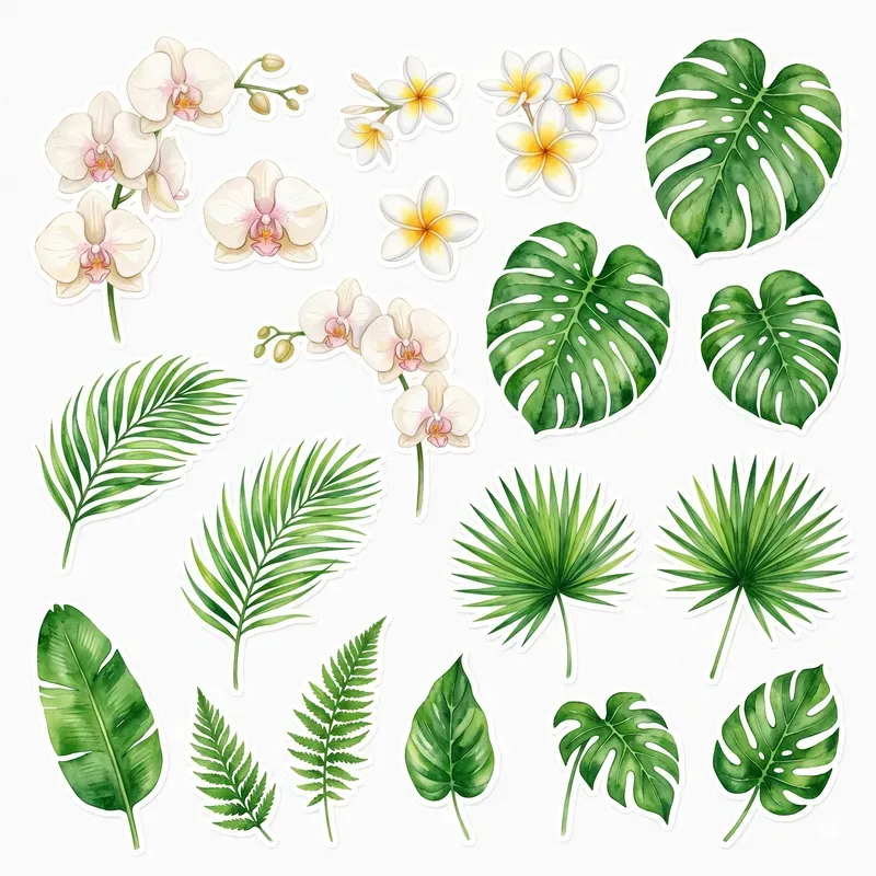 Tropical Watercolor Botanical Clipart