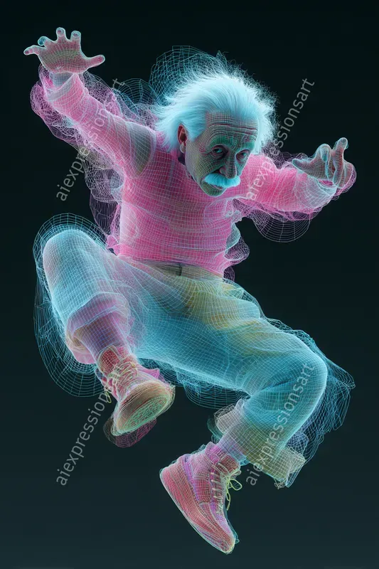 Cyberpunk Neon Wireframe Caricatures