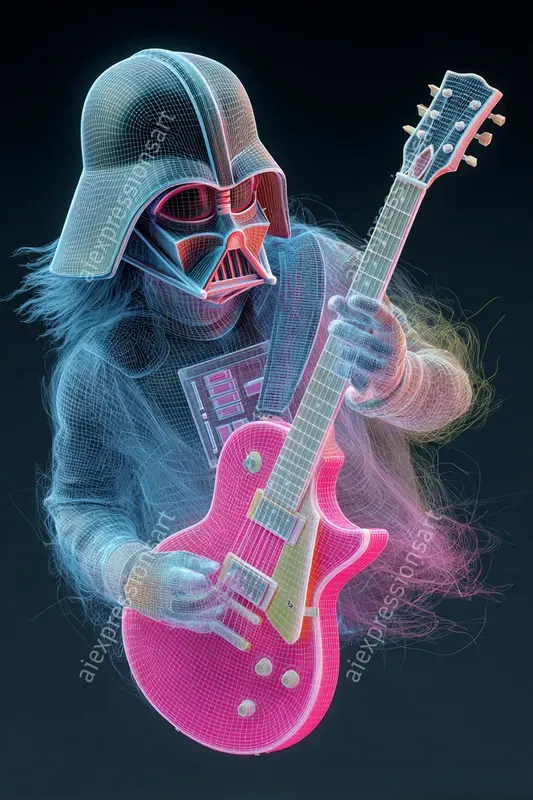 Cyberpunk Neon Wireframe Caricatures