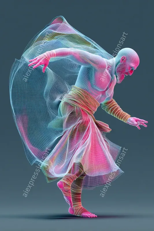 Cyberpunk Neon Wireframe Caricatures