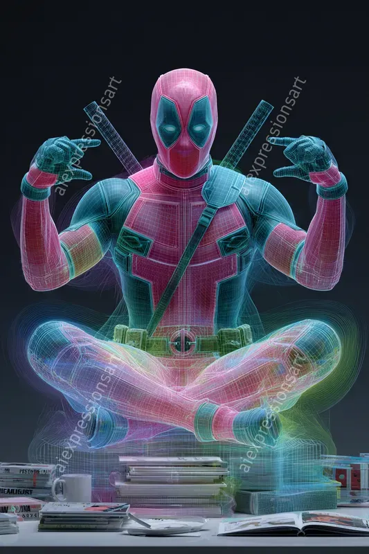 Cyberpunk Neon Wireframe Caricatures