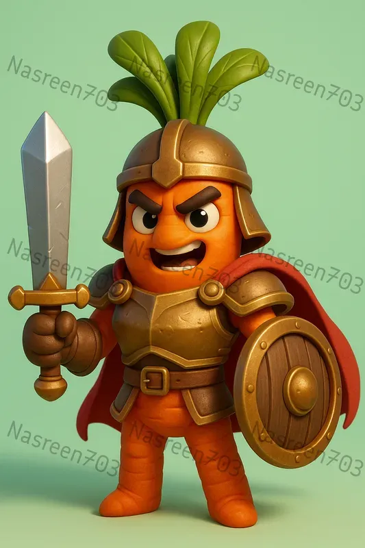 3D Cartoon Vegetable Warrior Templates