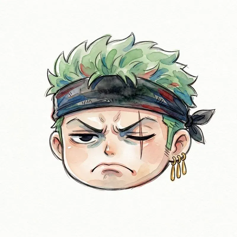 Chibi Head Watercolor Sketch Icons