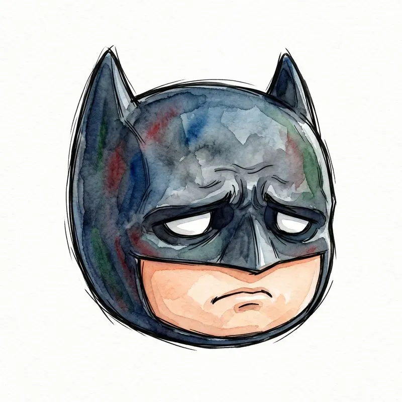 Chibi Head Watercolor Sketch Icons