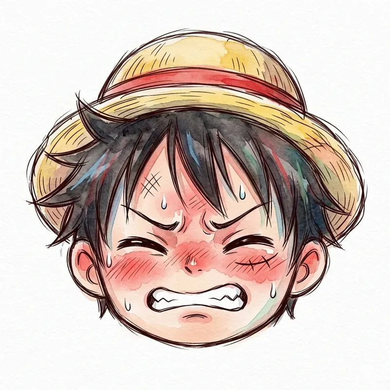 Chibi Head Watercolor Sketch Icons