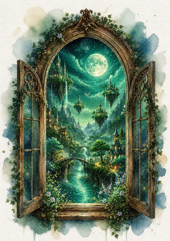 Magical Watercolor Portal Worlds