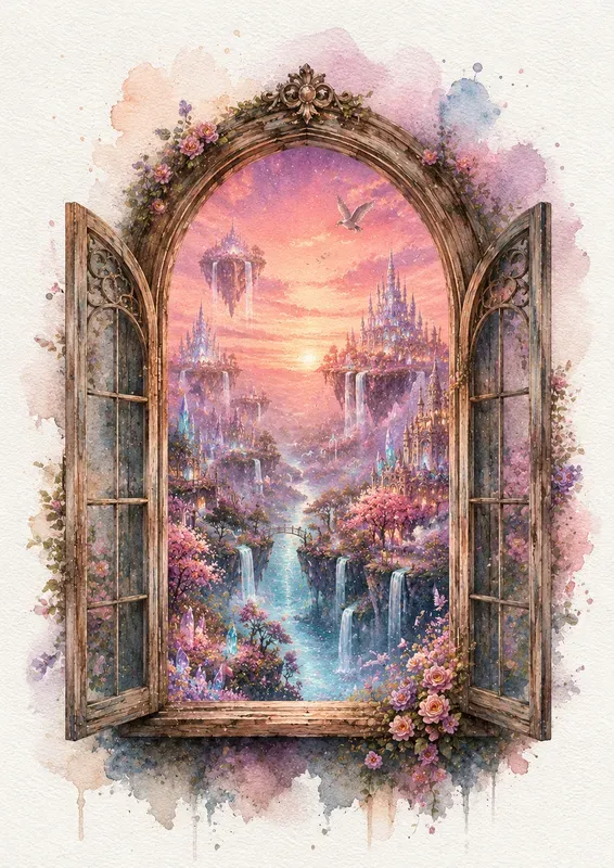 Magical Watercolor Portal Worlds