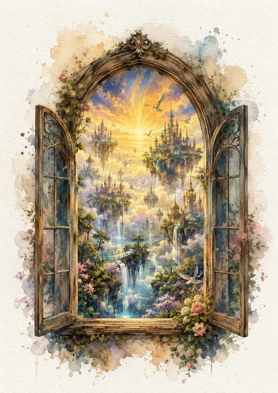 Magical Watercolor Portal Worlds
