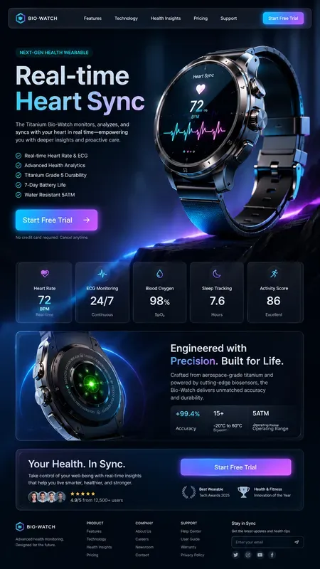 Tech Gadget Landing Page UI Layouts