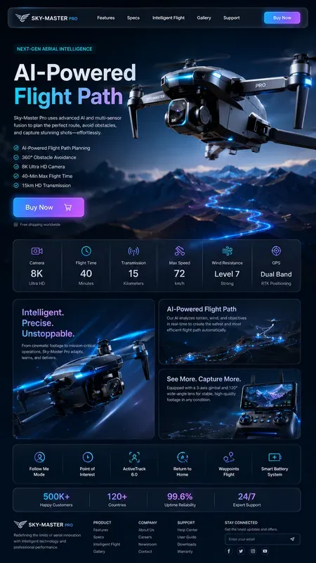 Tech Gadget Landing Page UI Layouts