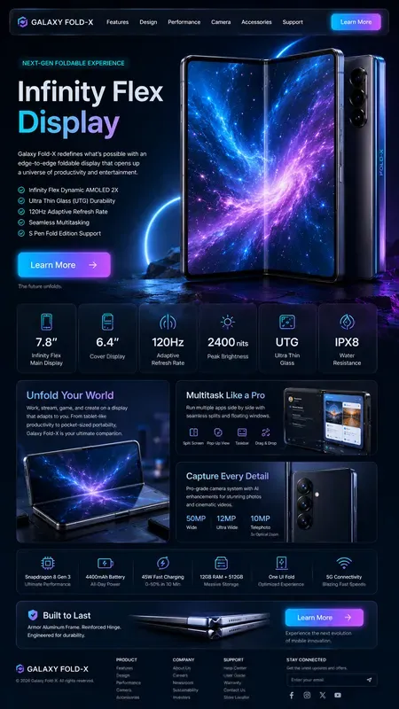 Tech Gadget Landing Page UI Layouts