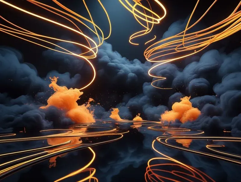 3D Neon Light Trails Tech Backdrops