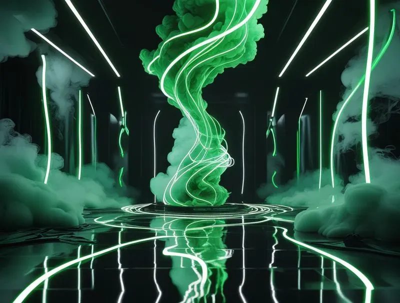 3D Neon Light Trails Tech Backdrops