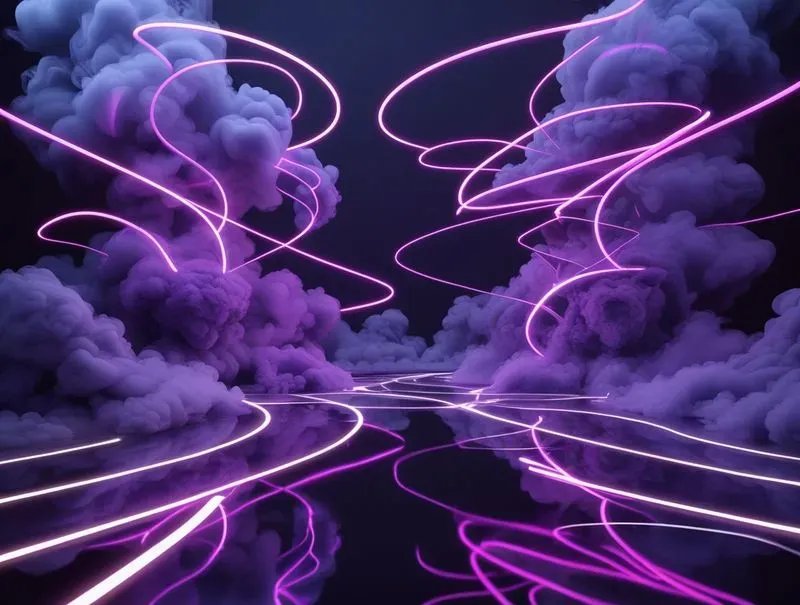 3D Neon Light Trails Tech Backdrops