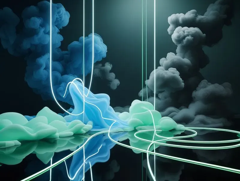 3D Neon Light Trails Tech Backdrops