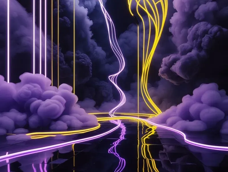 3D Neon Light Trails Tech Backdrops