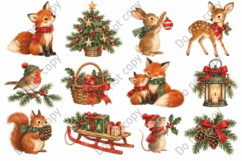 Woodland Christmas Clipart Sets