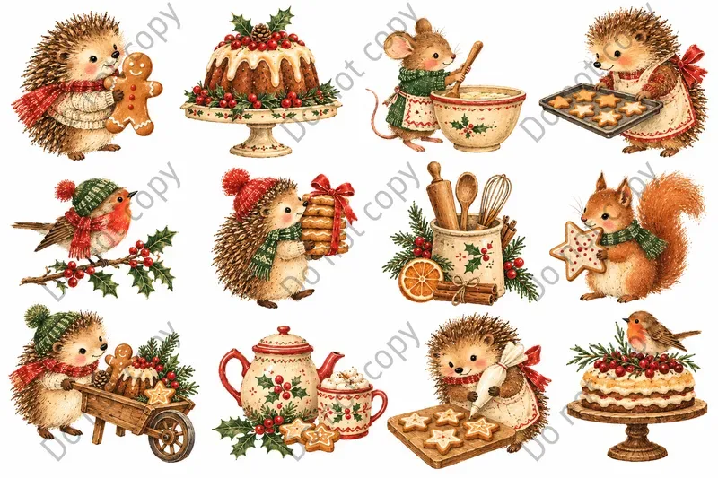 Woodland Christmas Clipart Sets