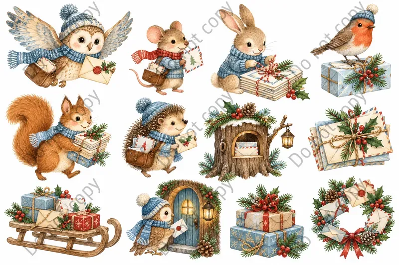 Woodland Christmas Clipart Sets