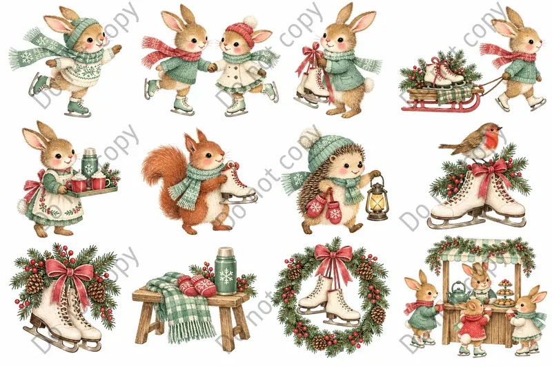 Woodland Christmas Clipart Sets