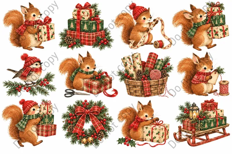 Woodland Christmas Clipart Sets
