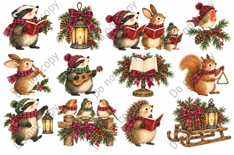 Woodland Christmas Clipart Sets