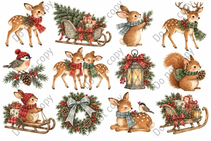Woodland Christmas Clipart Sets