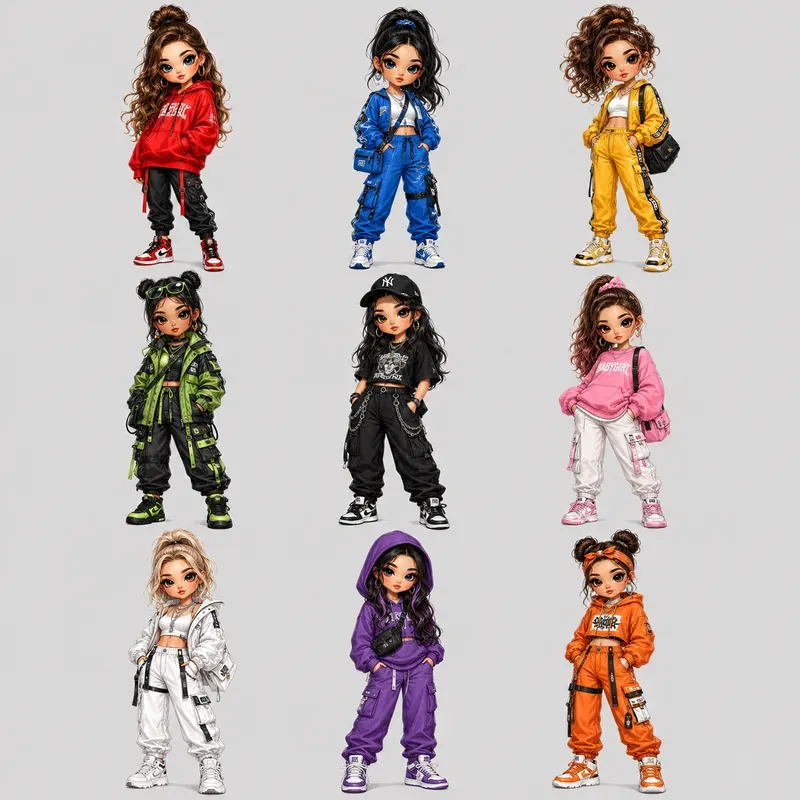 9 Kawaii Women Grid Tshirts