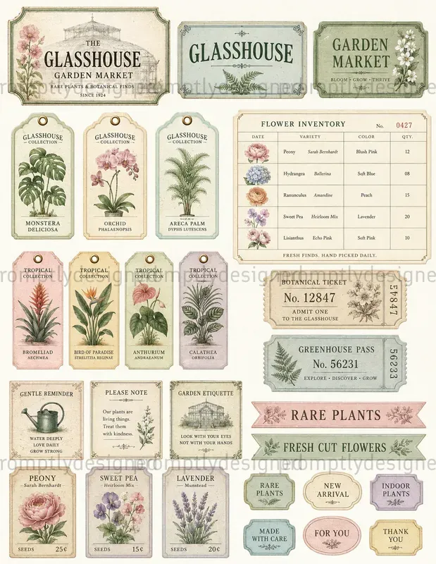Vintage Flower Market Ephemera