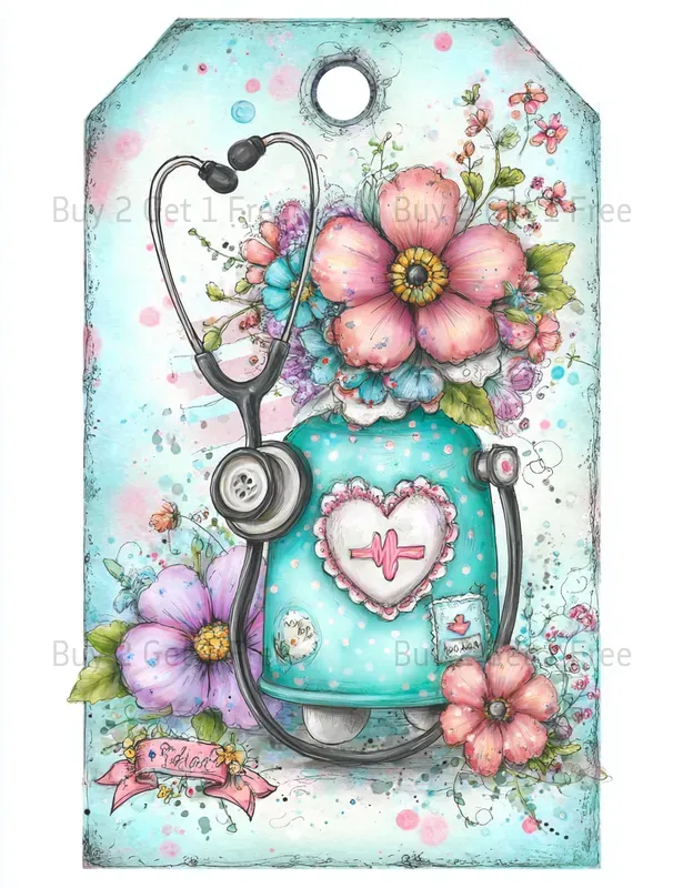 Whimsical Nurse Girl Product Tags