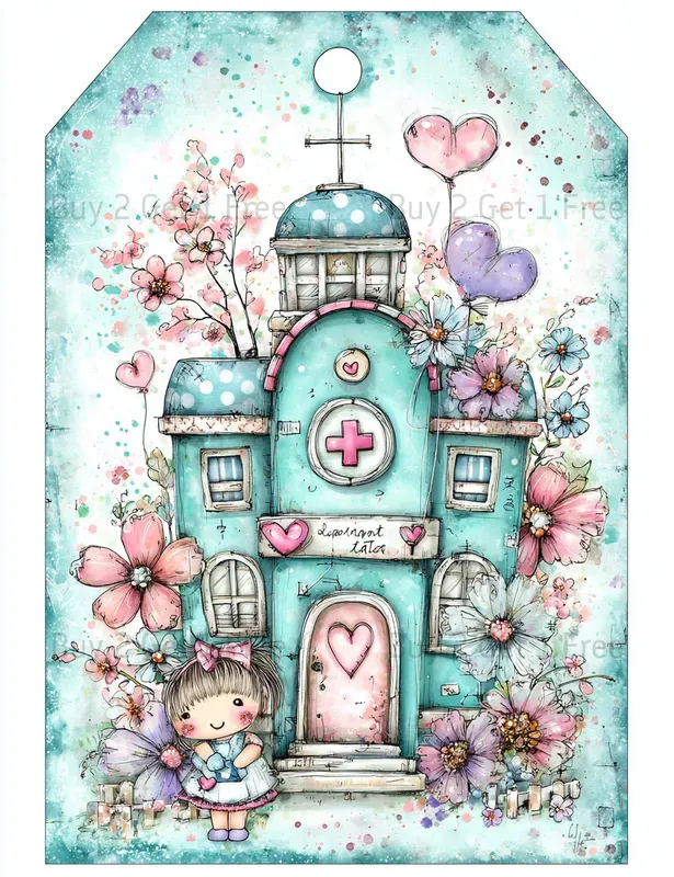 Whimsical Nurse Girl Product Tags