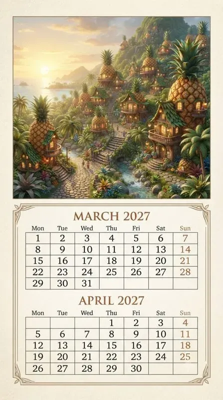 Cinematic Fruits Village 2027 Calendars