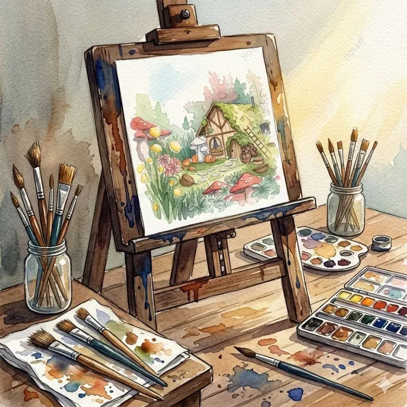 Cozy Attic Watercolor Illustrations