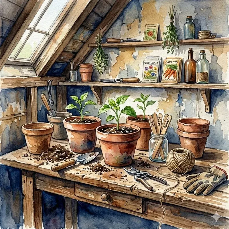 Cozy Attic Watercolor Illustrations