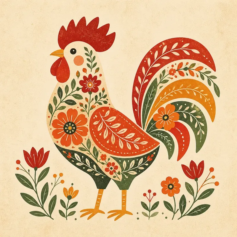 Folk Floral Animal Art